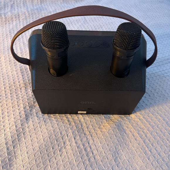 Black Portable Audio System with Microphones